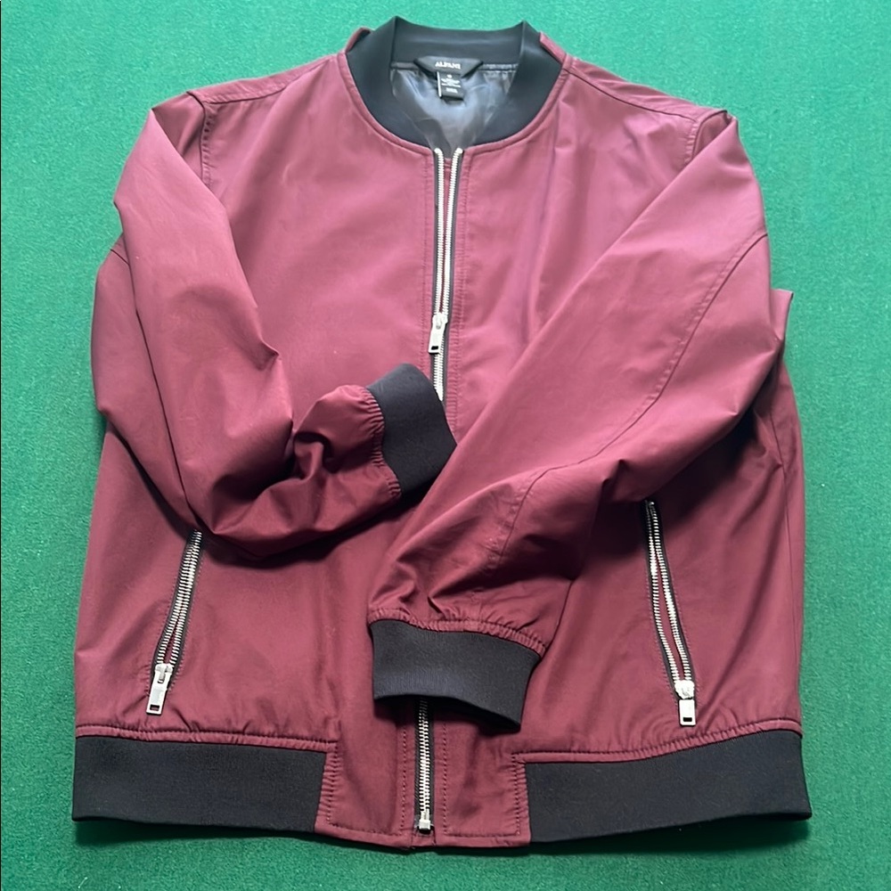 Alfani Black Bomber Jacket with Standing Collar